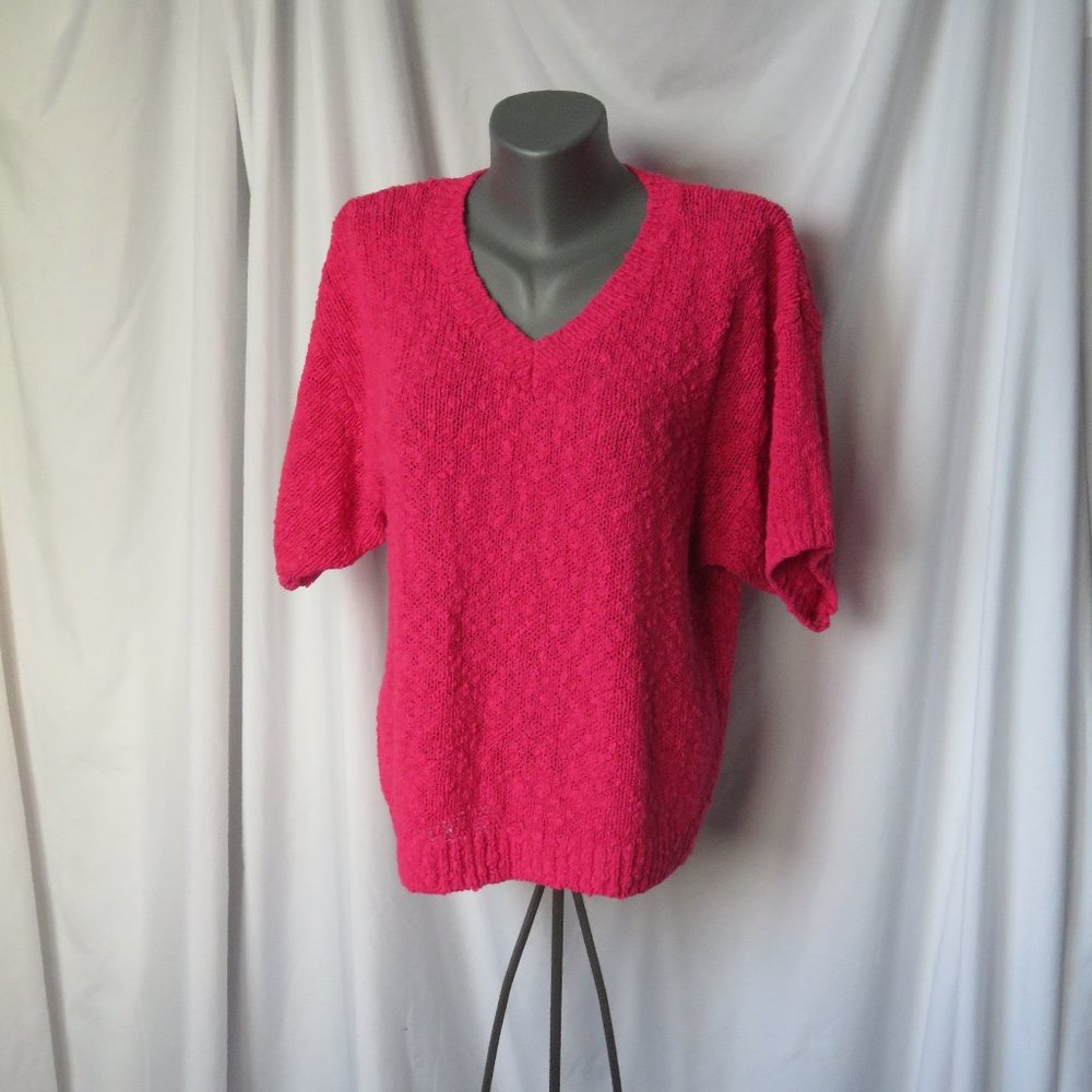 Vintage Slub Knit Short Sleeve Sweater 1980s
